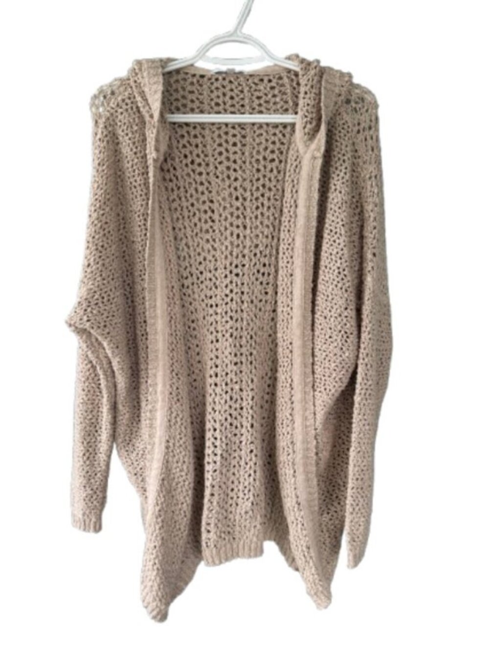 Talula open knit hooded cardigan tan women's size S